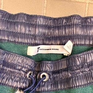 Alexander Wang dark green Navy Shiny Elastic Waistband Pants